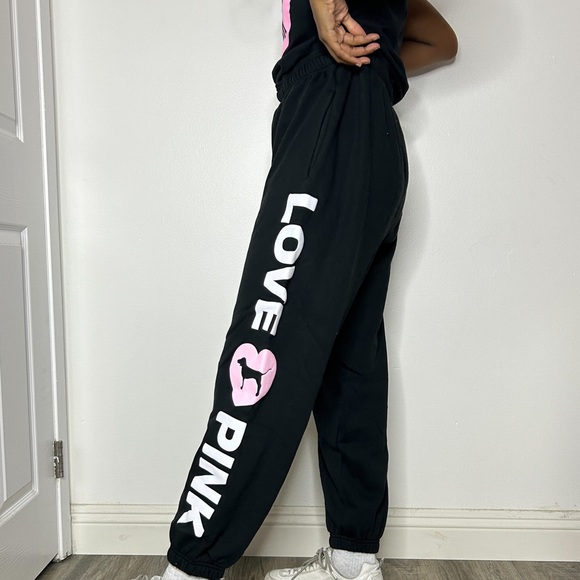 PINK Originals Black Logo Campus Sweatpants EUC - Picture 7 of 7